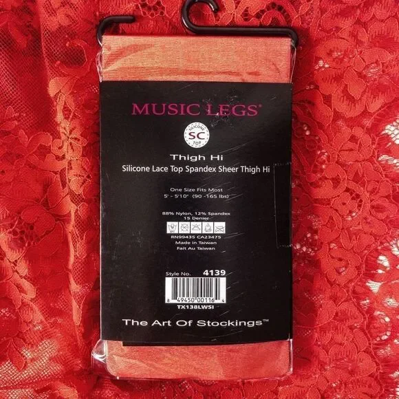 Lacey Red Sweetheart Chemise & Sheer Thigh Highs Sz L - Picture 8 of 14